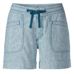 The North Face 4 Blue Larisen Stripe Button Outdoor Four Pocket Linen Shorts